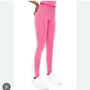 Women's Pink High-Waist Active Leggings with Side Stripe